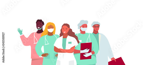 Set of doctors different specialization. A group of medical workers. Cartoon character. Vector illustration in flat style. 