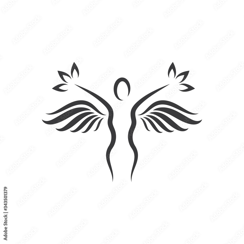 healthy lifestyle people with wings vector icon logo illustration healthy lifestyle people with wings vector icon logo illustration
