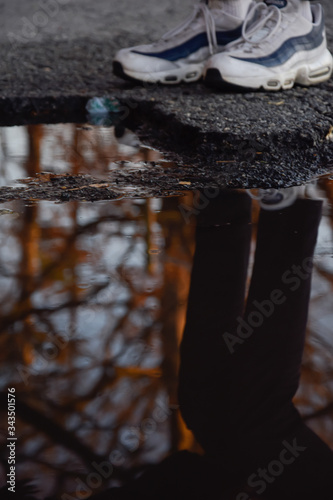 Autumn Reflections in Puddles 