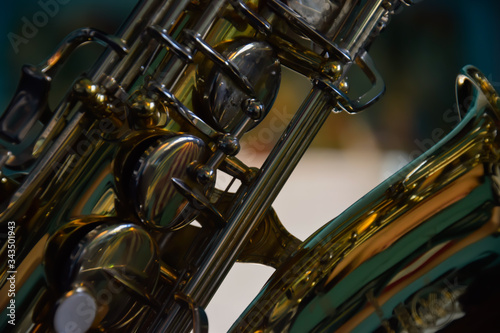 saxophone close up during sunset