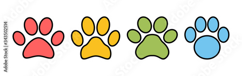 Paw icons set. Paw Print icon