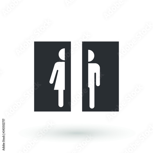 toilet icon or logo WC symbols, toilet sign Bathroom Male and female Gender icon Funny wc door plate symbol isolated sign vector illustration