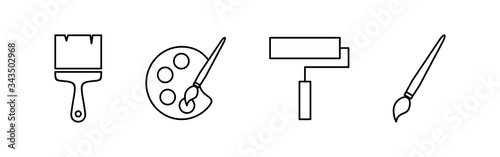 Paint icons set. Paint brush vector icon. Paint roller icon