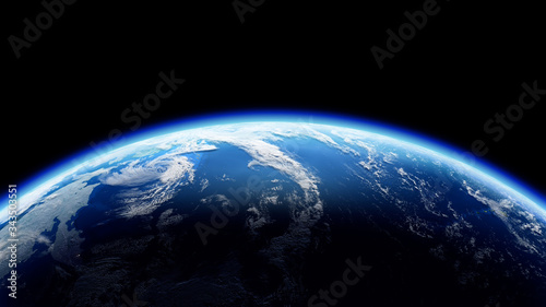 The Earth Space Planet 3D illustration background. City lights on planet. elements from NASA