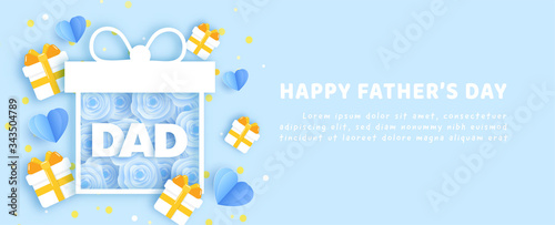 Father'sday banner in paper cut style.