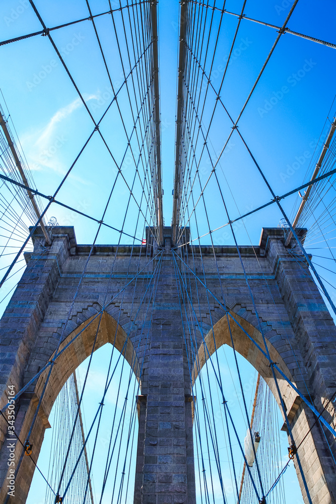 Fototapeta premium Brooklyn Bridge New York City close up architectural detail