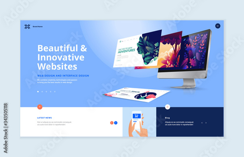 Website template design. Modern vector illustration concept of web page design for website and mobile website development. Easy to edit and customize.