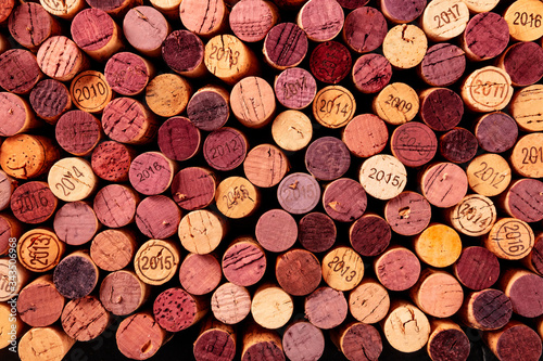 Wine corks background  shot from the top