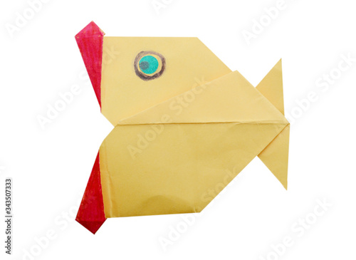 Colorful origami funny fish isolated white