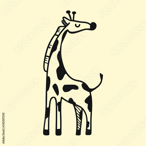 vector animal line icon for web, tatto, logo giraffe