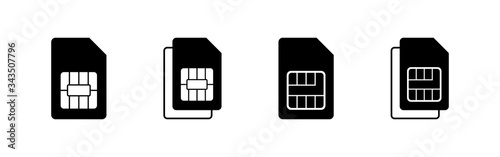 Sim card icons set vector. Mobile slot icon. Mobile cellular phone sim card chip. dual simcard