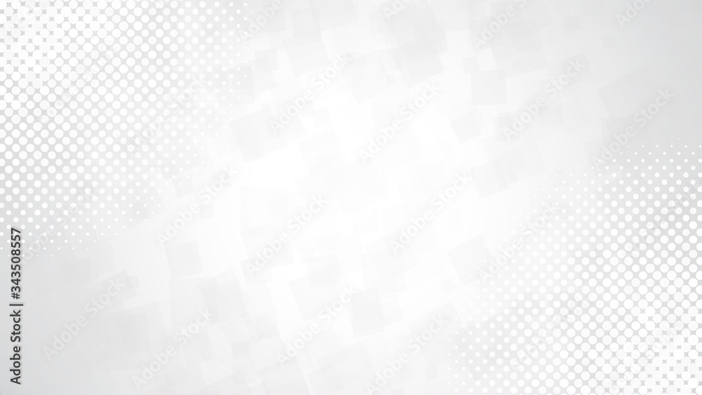 Simple white background. Gray gradient backdrop. Geometric square pattern with halftone dots Simple white background. Gray gradient backdrop. Geometric square pattern with halftone dots