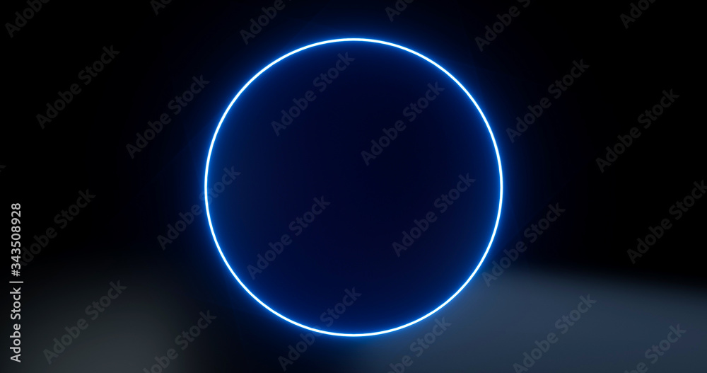 Neon Blue Abstract Circle Background - 3D Illustration Neon Blue Abstract Circle Background - 3D Illustration