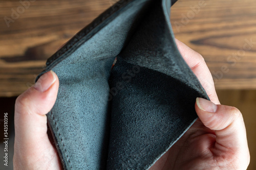 empty wallet in hands after financial economic crisis