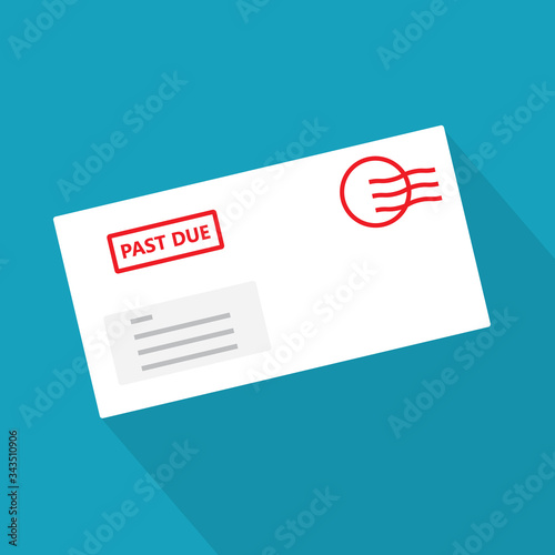 past due bill envelope icon - vector illustration