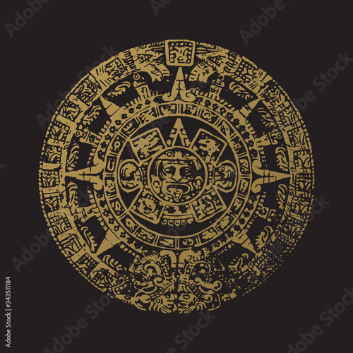 Historical Mayan calendar view, vector