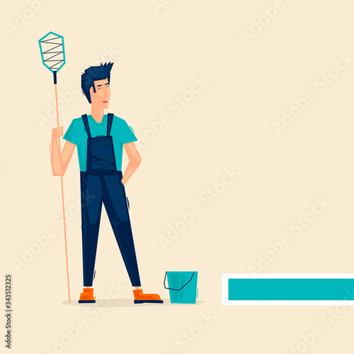 Pool cleaner. Flat style vector illustration.