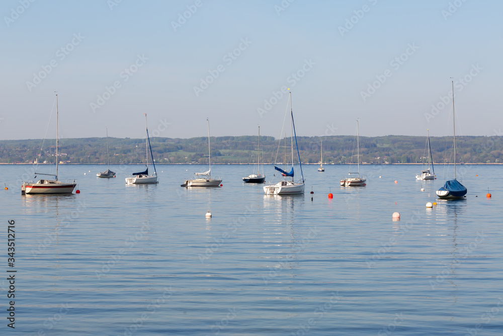 Sailboats & small yachts anchoring at Ammersee (Lake Ammer) Sailboats & small yachts anchoring at Ammersee (Lake Ammer)