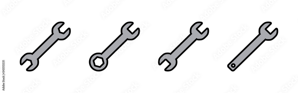 wrench icons set. Wrench vector icon. Spanner symbol wrench icons set. Wrench vector icon. Spanner symbol