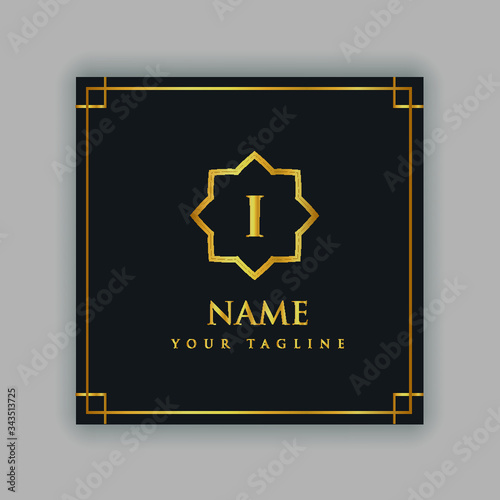 Luxury Logo Alphabetic I template for Restaurant, Royalty, Boutique, Cafe, Hotel, Heraldic, Jewelry, Fashion etc