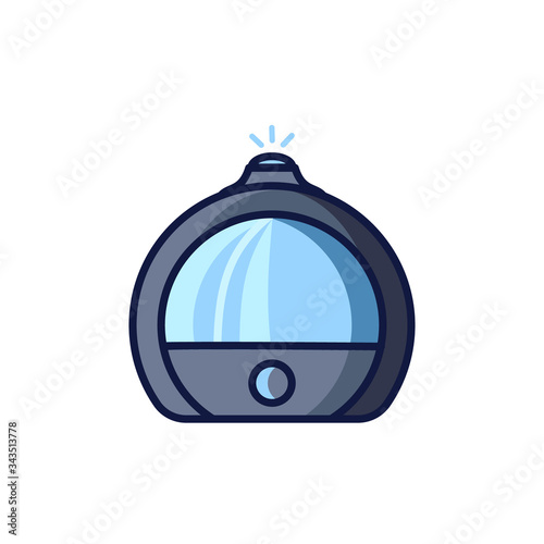 Humidifier air diffuser icon isolated on white background. Purifier microclimate ultrasonic home flat vector illustration. Healthy humidity.