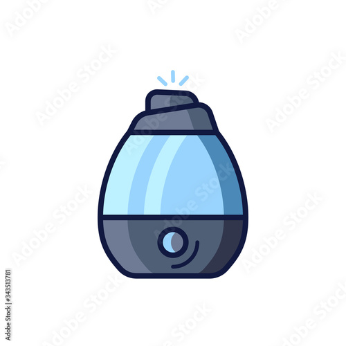 Humidifier air diffuser icon isolated on white background. Purifier microclimate ultrasonic home flat vector illustration. Healthy humidity.