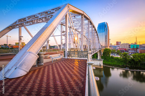 Nashville, Tennessee, USA downtown skyline on the Cumberland River. © SeanPavonePhoto