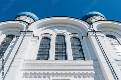 DZERZHINSKY, MOSCOW REGION, RUSSIA - may 2018: Exterior of the Nikolo-Ugreshsky Monastery, courtyard view. Founded in 1380. Transfiguration Cathedral photo