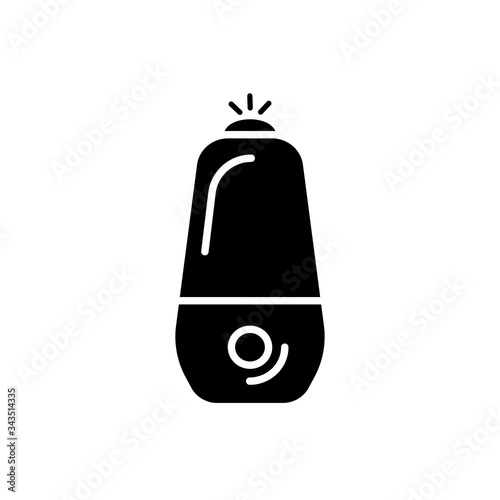 Black humidifier air diffuser icon isolated on white background. Purifier microclimate ultrasonic home flat vector illustration. Healthy humidity.