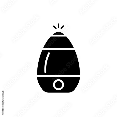 Black humidifier air diffuser icon isolated on white background. Purifier microclimate ultrasonic home flat vector illustration. Healthy humidity.