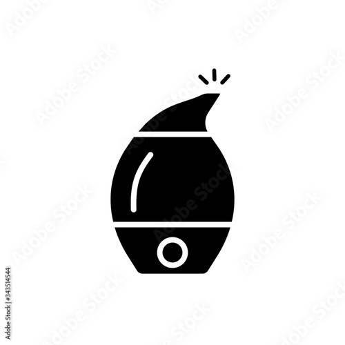Black humidifier air diffuser icon isolated on white background. Purifier microclimate ultrasonic home flat vector illustration. Healthy humidity.