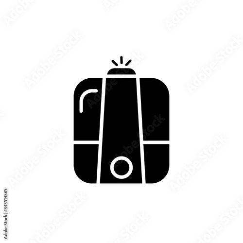 Black humidifier air diffuser icon isolated on white background. Purifier microclimate ultrasonic home flat vector illustration. Healthy humidity.