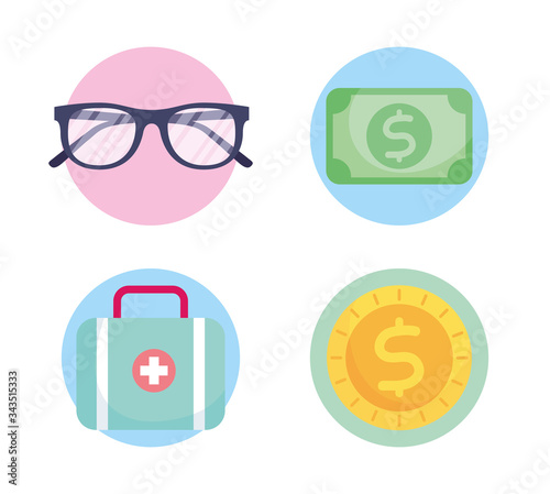 health insurance service set icons