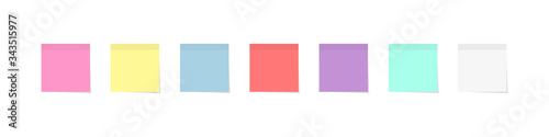 Realystic set stick note .Colorful Stickers set isolated on white background.Sticky colored notes. Vector illustration.