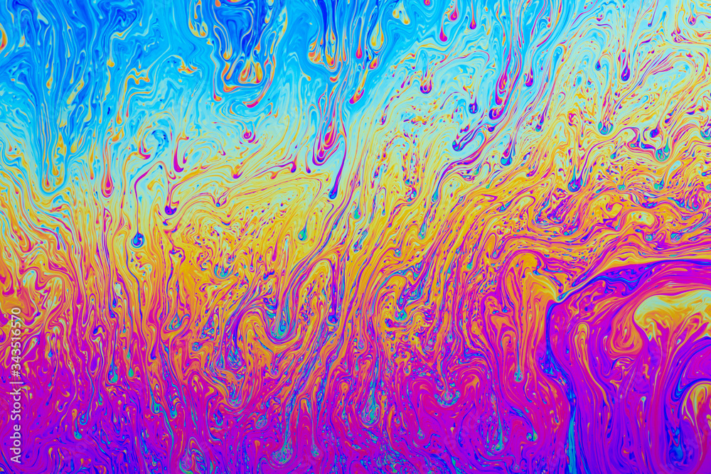 Psychedelic patters formed on the surface of a soap bubble