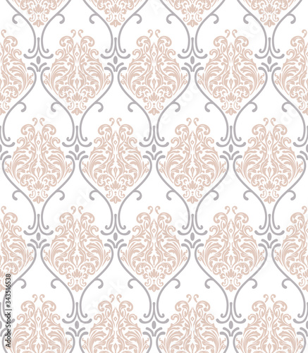 Vector damask seamless pattern background. Classical luxury old fashioned damask ornament, royal victorian seamless texture for wallpapers, textile, wrapping. Exquisite floral baroque template.