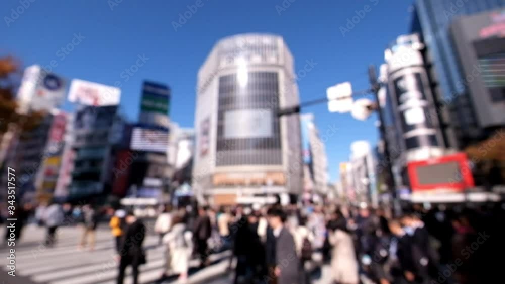 custom made wallpaper toronto digitalBlurred and unrecognizable people crossing the street at Shibuya intersection in the morning.