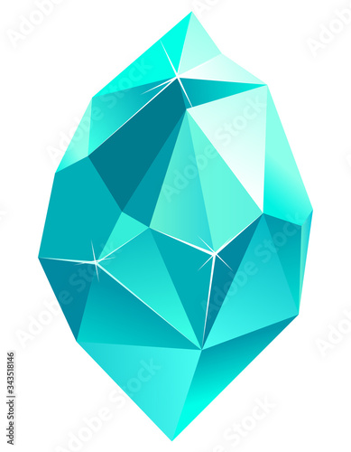 Realistic turquoise gem. Beautiful crystal
