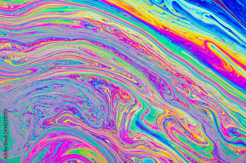 Psychedelic abstract background formed by soap bubble reflecting light