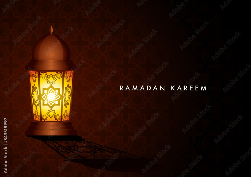 Ramadan Kareem islamic greeting card design with arabic lantern