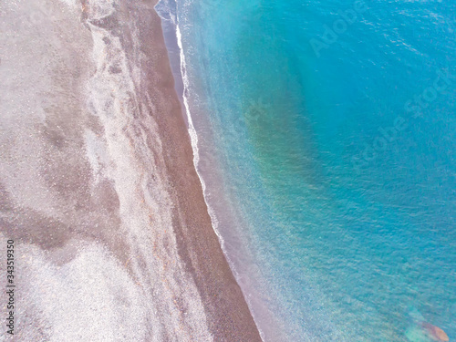 Top view of the beach and blue water background, Shizuoka,Japan.