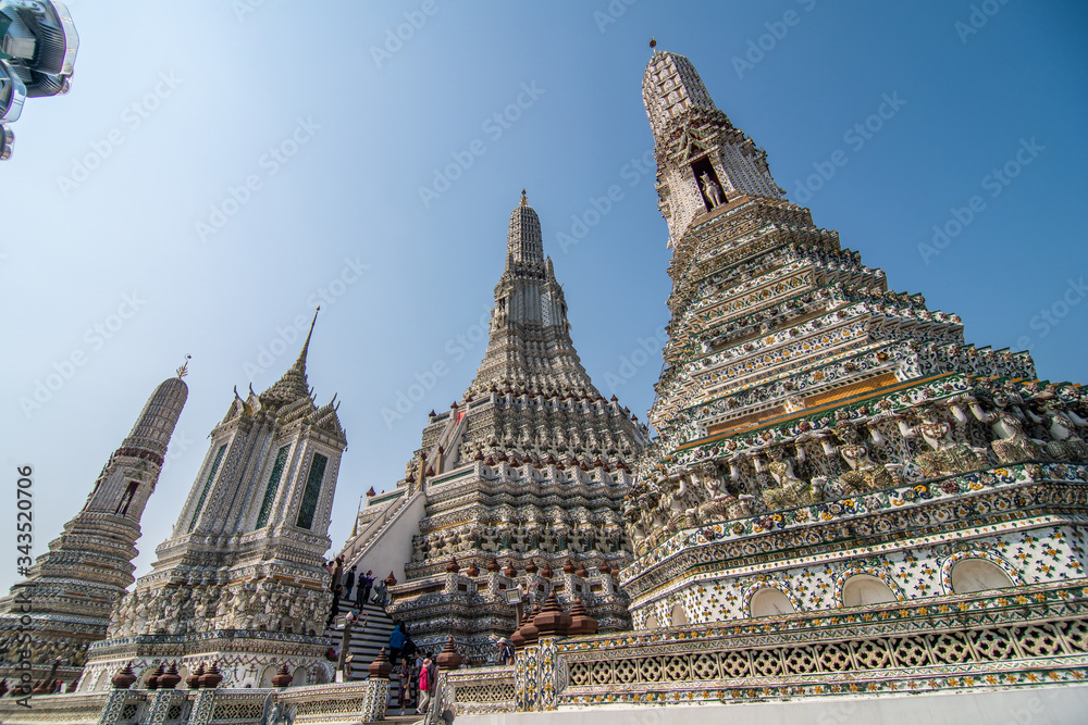 Bangkok, Thailand - January, 2020: Wat Arun Ratchawararam Ratchawaramahawihan or Wat Arun is a Buddhist temple in Bangkok Thailand