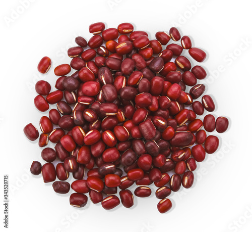 Small red beans isolated on white background.