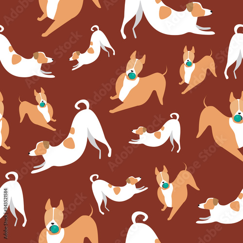 Canvas Print seamless pattern with dogs as wallpaper or background for printing on fabric and