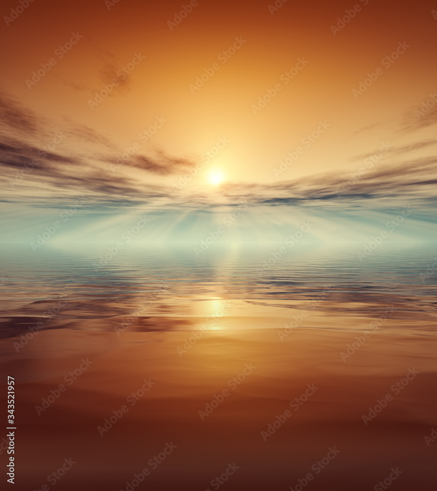 beautiful red ocean sunset background