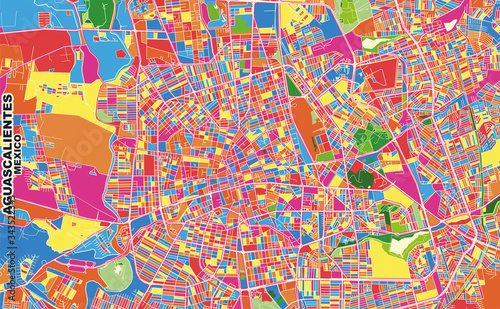 Aguascalientes, Aguascalientes, Mexico, colorful vector map