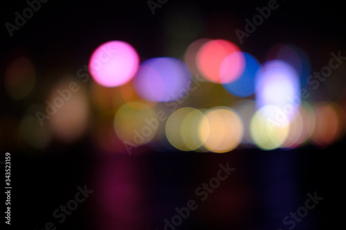 Bokeh of Hong Kong Victoria harbor night view from viewpoint Kowloon Public Pier. © RPA_studio
