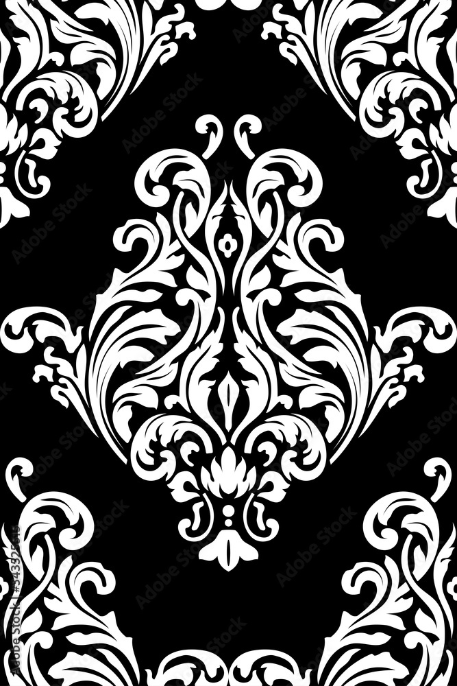 Vector damask seamless pattern background. Classical luxury old fashioned damask ornament, royal victorian seamless texture for wallpapers, textile, wrapping. Exquisite floral baroque template.