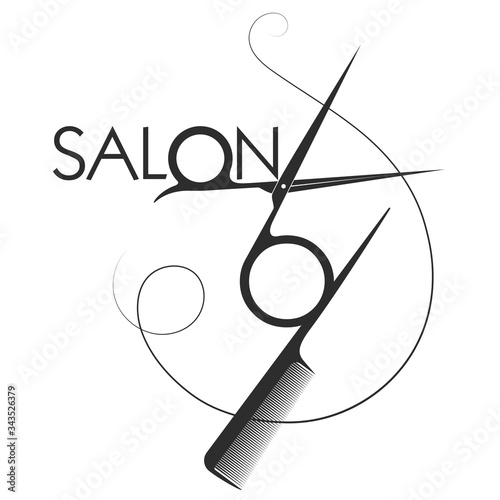 Beauty salon and hairdresser symbol scissors and comb