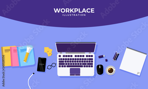 graphic designer/editor/developer workplace concept vector illustration artwork